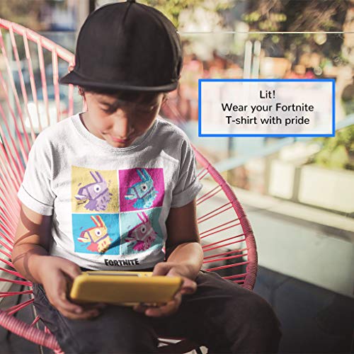 Fortnite Llama Pop Art Camiseta de los Muchachos Blanco 140 | Regalos PS4 PS5 Xbox PC Gamer, Tween Escuela de los Muchachos del Juego Top, Ropa para niños, Idea del Regalo de cumpleaños de los niños