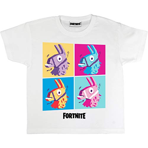 Fortnite Llama Pop Art Camiseta de los Muchachos Blanco 140 | Regalos PS4 PS5 Xbox PC Gamer, Tween Escuela de los Muchachos del Juego Top, Ropa para niños, Idea del Regalo de cumpleaños de los niños