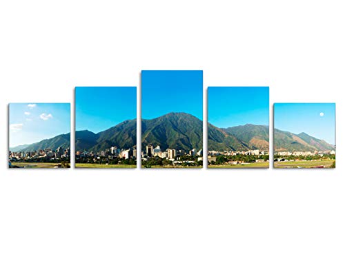 Foto Canvas Cuadro del Ávila Caracas Venezuela | Fotografía Panorámica Impresa en Lienzo | Cuadros Panorámicos Listos para Colgar | Decoración 5 Piezas Tamaño 162 x 45 cm