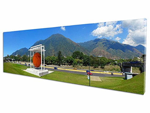 Foto Canvas Cuadro Esfera de Soto y El Ávila Caracas Venezuela | Fotografía Panorámica Impresa en Lienzo | Cuadros Mini Panorámicos Listos para Colgar | Decoración Tamaño 60 x 15 cm