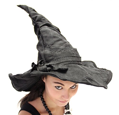 Foxxeo Gorro de Bruja deformable Negro con Parches