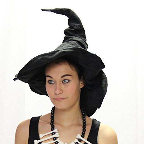Foxxeo Gorro de Bruja deformable Negro con Parches