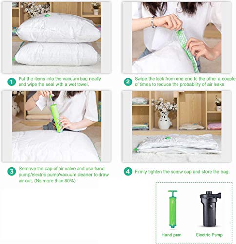 FQD Life Bolsas de Almacenaje al Vacío 6 Unidades, Bolsa al Vacio Ropa ( 3*Grandes 80x60cm+3*Pequeñas 60x40cm) Ahorro Espacio para Guardar Ropa, Ropa de Cama, Edredones, Almohadas