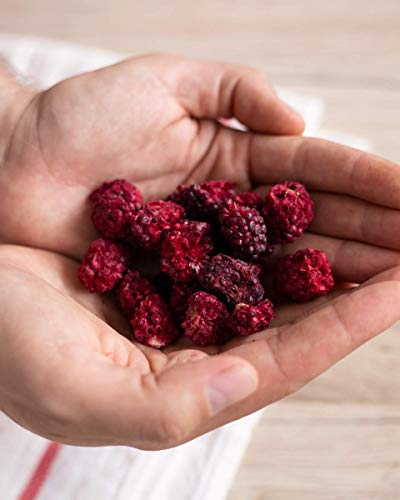 Frambuesas liofilizadas 100% naturales, sin gluten, sin azúcares añadidos, sin conservantes, merienda de fruta saludable (100g)