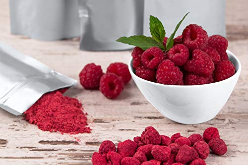 Frambuesas liofilizadas 100% naturales, sin gluten, sin azúcares añadidos, sin conservantes, merienda de fruta saludable (100g)