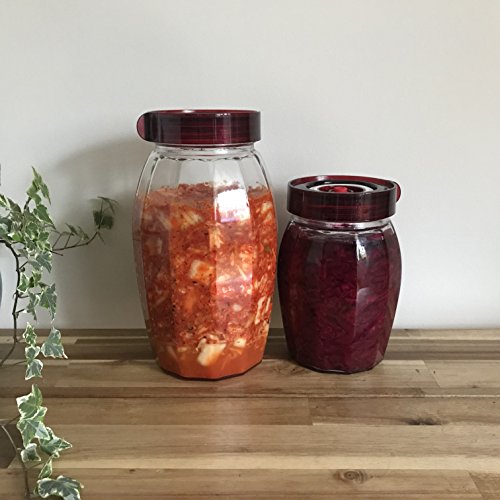 Frasco de fermentación con válvula de liberación de aire unidireccional, tapa de boca ancha y sello de silicona, ideal para chucrut y kimchi (2,4 litros)