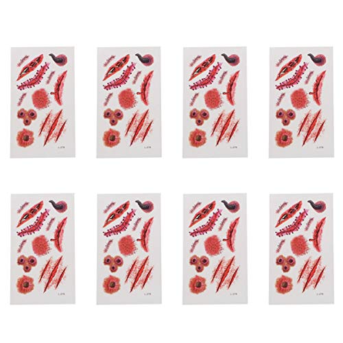 FRCOLOR 20 Piezas de Tatuajes de Cicatrices de Halloween Sangrientas Heridas de Terror Cicatrices Falsas para La Cara Cuerpo Brazo Cosplay Fiesta de Zombies Maquillaje de Miedo Mascarada