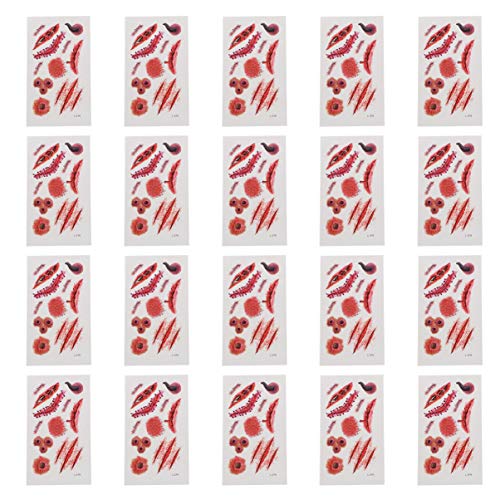 FRCOLOR 20 Piezas de Tatuajes de Cicatrices de Halloween Sangrientas Heridas de Terror Cicatrices Falsas para La Cara Cuerpo Brazo Cosplay Fiesta de Zombies Maquillaje de Miedo Mascarada