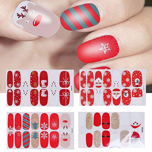 Frcolor Adhesivos de uñas de navidad Nail Art Tip Stickers Stickers Decoration for Women Girls 4pcs