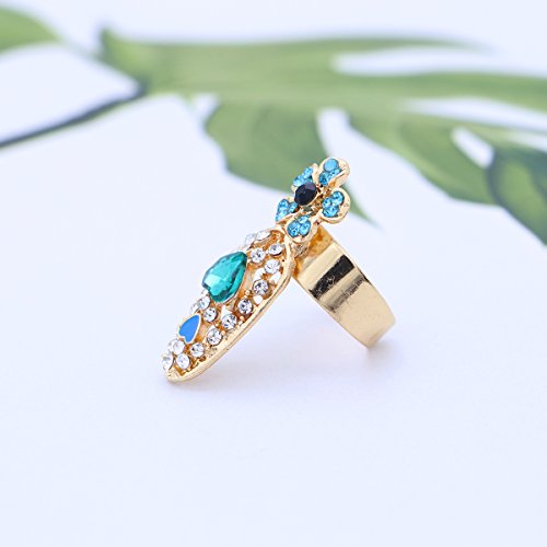 Frcolor Anillos de uñas, Crystal Bowknot Crown Flower Nail Art Charms Anillos de punta de clavo, 12 piezas