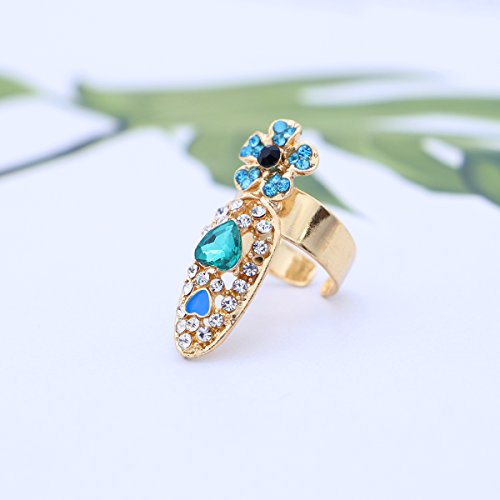 Frcolor Anillos de uñas, Crystal Bowknot Crown Flower Nail Art Charms Anillos de punta de clavo, 12 piezas