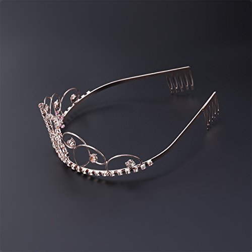 Frcolor Diadema de cumpleaños con corona de 18 años de Tiara de cumpleaños de cristal con peines (oro rosa)