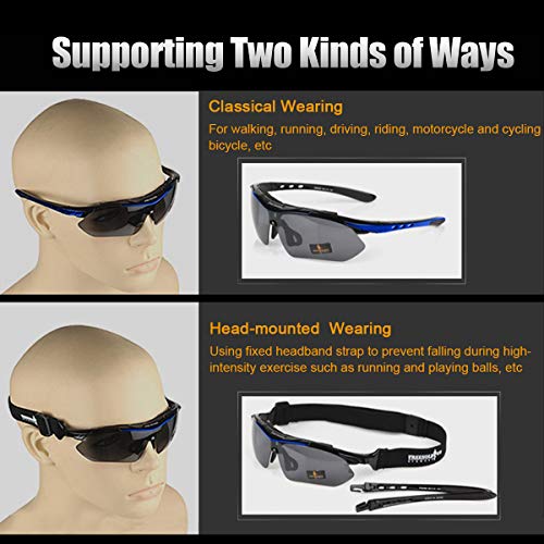 FREE SOLDIER Gafas Ciclismo Hombre Gafas tácticas Militares Gafas Motocross anti-UV400 Gafas de Sol polarizadas 5 en 1 para MTB Airsoft Correr, Pescar, Conducir, Deportes al Aire Libre(Negro)