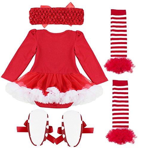 Freebily Conjunto de Navidad para Bebé Niña Recién Nacido Vestido de Princesa Infantil Estilo de Pelele Fiesta Invierno Otoño Reno 6-9 Meses