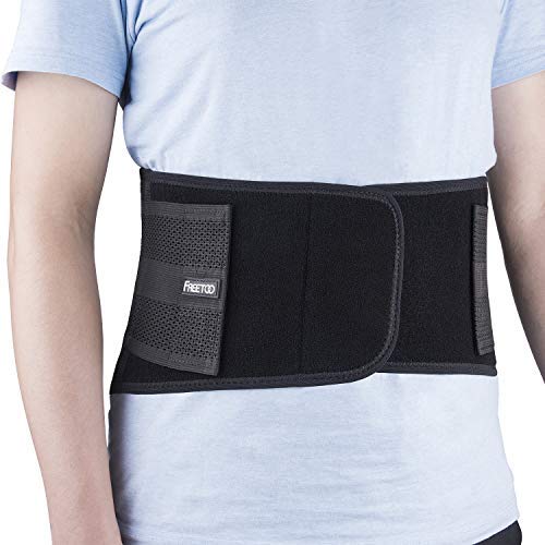 FREETOO Cinturón Lumbar Soporte Lumbar para la Espalda Ayuda de la Cintura para Aliviar El Dolor de Espalda y Prevenir Daños, Unisex Negr (L/XL)