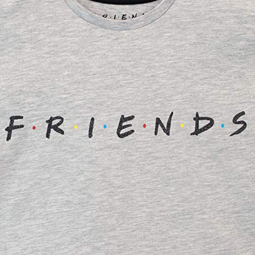 Friends Camiseta de Crop de Manga Corta para Niñas Gris 12-13 Años