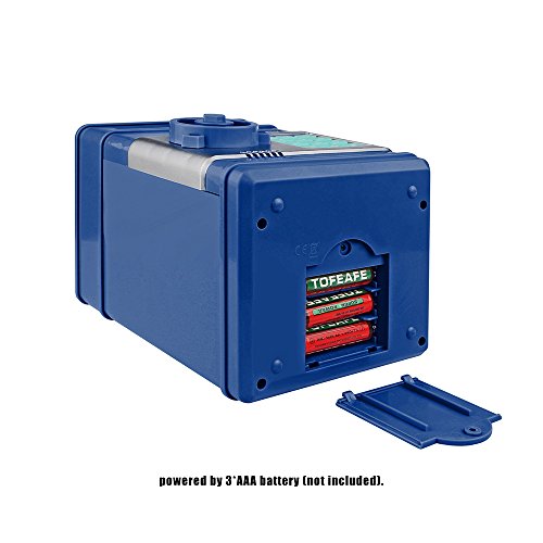 Frontoppy Hucha Contadora, Hucha Electrónica, contraseña, Cerdito, Hucha de Monedas, Juguetes de los Regalos para Niños con Sonido (Cajero automático-Azul)