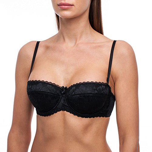frugue Sujetador sin Tirantes Push Up con Relleno Multiposicion Mujer Negro ES 95E (EU 80E)