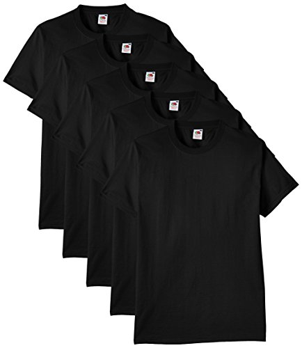 Fruit of the Loom Heavy Cotton tee Shirt 5 Pack Camiseta, Negro, Small (Pack de 5) para Hombre
