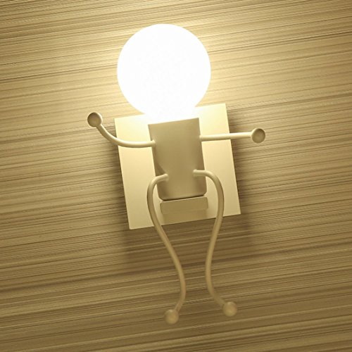 FSTH Lámparas de Pared de Creativas Escalonadas Personas Individuales Lámparas de Pared Dormitorio Sala de Moderna Lámparas de Cabecera de Metal Regalo de Pared Iluminación E27 (Blanco)