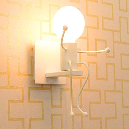 FSTH Lámparas de Pared de Creativas Escalonadas Personas Individuales Lámparas de Pared Dormitorio Sala de Moderna Lámparas de Cabecera de Metal Regalo de Pared Iluminación E27 (Blanco)