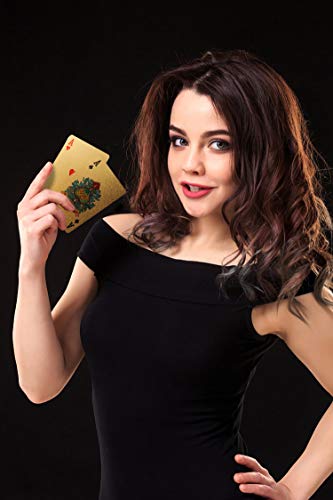 FT-SHOP Poker Cartas 2 Juegos Impermeable Juego de Mesa de Naipes de Plástico Resistente a Las lágrimas Oro, Plata
