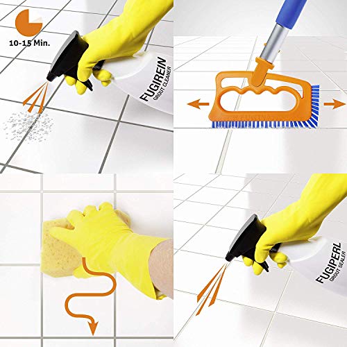 Fuginator Cepillo para Juntas Naranja/Azul – Limpieza de junturas en el baño, la Cocina y el hogar – Elimina el Moho superficialmente
