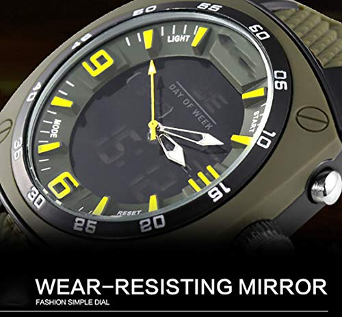 FUNBS Reloj Luminoso a Prueba de Agua, Relojes Deportivos para Hombres, Reloj Multifuncional para Exteriores, Correa de Silicona, Doble Movimiento, Regalo de cumpleaños para Novio-Black