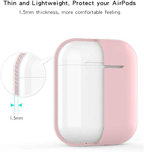 Funda AirPods Silicona Compatible con AirPods 2 & 1, KOKOKA Fundas Protectora de Silicona para AirPods [LED Frontal Visible][Funciona con Carga inalámbrica]-Rosa