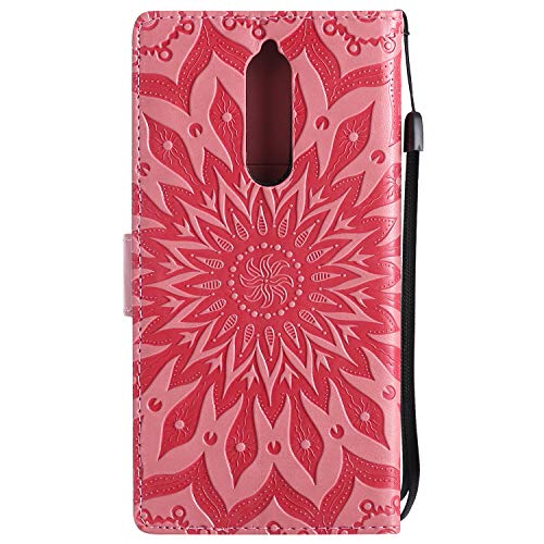 Funda Cartera Nokia 8 2017,Fundas [Ranuras para Tarjetas][Cierre Magnético] [Soporte Plegable] TPU Protección Carcasa Paraético para Nokia 8 - DEKT032135 Rosa