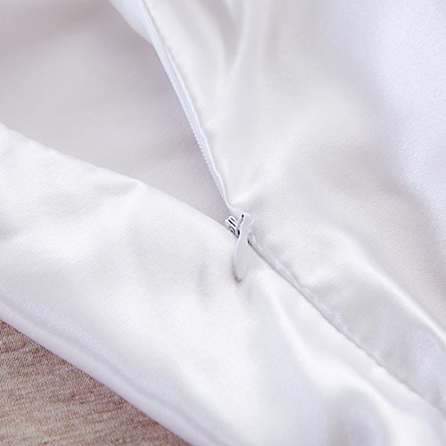 Funda de almohada de seda para el cuidado del pelo y de la cara para prevenir las arrugas, cremallera oculta, 1 artículo, color blanco, seda sintética poliéster, Blanco, 50*74CM