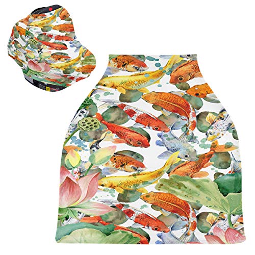Funda de bebé para carrito de compras Carpa Koi Flower Lotus High Chairs Cover Baby Baby Seat Cover Protector Baby Baby Seat Seat Cover Girl Protege a bebés y madres lactantes Regalo de Baby Shower