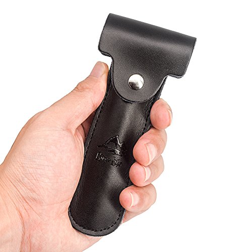 Funda de piel cuchilla protectora funda de piel estuche de viaje para maquinilla de afeitar de doble filo funda con forro de fieltro de los Riverlake...