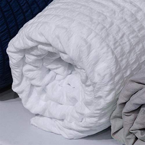 Funda nórdica Seersucker clásica blanca para adolescentes Adultos Juego de ropa de cama plisada con 2 fundas de almohada Funda clásica de edredón Fruncido y engarzado Tamaño doble 200 × 200 cm