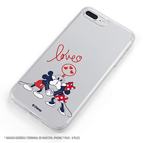 Funda para iPhone 7 - iPhone 8 - iPhone SE 2020 Oficial de Clásicos Disney Mickey y Minnie Love para Proteger tu móvil. Carcasa para Apple de Silicona Flexible con Licencia Oficial de Disney.