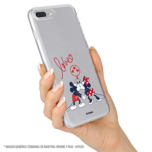 Funda para iPhone 7 - iPhone 8 - iPhone SE 2020 Oficial de Clásicos Disney Mickey y Minnie Love para Proteger tu móvil. Carcasa para Apple de Silicona Flexible con Licencia Oficial de Disney.