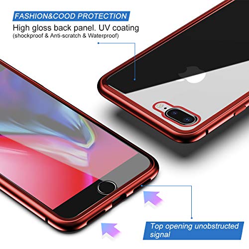 Funda para iPhone 7 Plus/8 Plus, ZHIKE Estuche de Adsorción Magnético Frente y Parte Posterior de Vidrio Templado Cobertura de Pantalla Completa Diseño de una Pieza Cubierta para iPhone 7 Plus/8 Plus