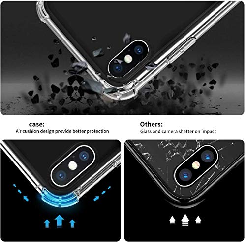 Funda para iPhone X /iPhone XS Crystal Carcasa Silicona Transparente Protector Airbag Anti-Choque Ultra-Delgado Anti-arañazos Case para Teléfono iphone X/iPhone XS Funda