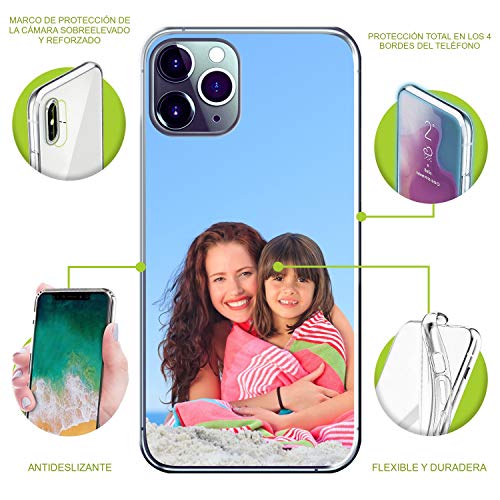 Funda Personalizada para Apple iPhone 11 Pro MAX con tu Foto, Imagen o Escritura - Estuche Suave de Gel TPU Transparente - Impresión