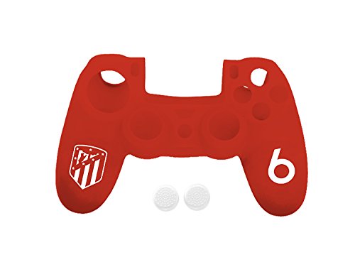 Funda protectora de silicona para mando PS4 - Carcasa blanda antideslizante con Thumb grips caps de precisión para joysticks – Accesorios videojuegos con licencia oficial Atlético de Madrid