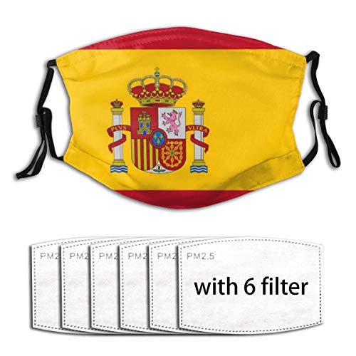 Funda unisex con filtro transpirable y reutilizable, diseño de bandera de España, pasamontañas para actividades al aire libre de adultos