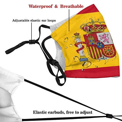 Funda unisex con filtro transpirable y reutilizable, diseño de bandera de España, pasamontañas para actividades al aire libre de adultos