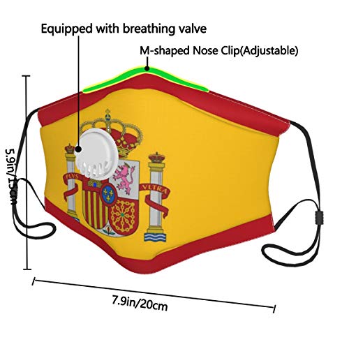 Funda unisex para proteger la cara, con filtro transpirable y reutilizable, diseño de bandera de España para actividades al aire libre para adultos