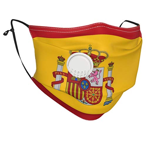 Funda unisex para proteger la cara, con filtro transpirable y reutilizable, diseño de bandera de España para actividades al aire libre para adultos