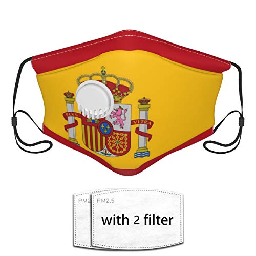 Funda unisex para proteger la cara, con filtro transpirable y reutilizable, diseño de bandera de España para actividades al aire libre para adultos