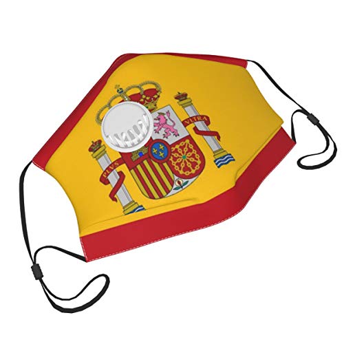Funda unisex para proteger la cara, con filtro transpirable y reutilizable, diseño de bandera de España para actividades al aire libre para adultos