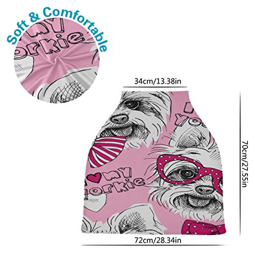 Fundas de asiento de coche Baby Girl A Dog York In Glasses Baby Girl Silla alta Cubierta Carseat Nursing Cover Girl Nursing Cover para Baby Boy Protege a bebés y madres lactantes Baby Shower Gift
