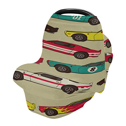 Fundas para sillas altas de dibujos animados al aire libre Retro Fashion Doodle Car Nursing Carseat Covers Shopping Cart Cover for Girls Nursing Car Seat Cover Girl Protege a bebés y madres lactante