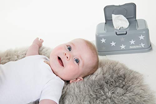 Funky Box FB09- Cajita para toallitas húmedas con diseño estrella, 21 x 13 x 9 cm, color blanco