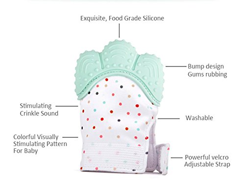 Funky Planet Baby dentición Manoplas, Protege Manos Bebés, Pain Relief Tranquilizadora de Edad + BUFANDAS (Pink)